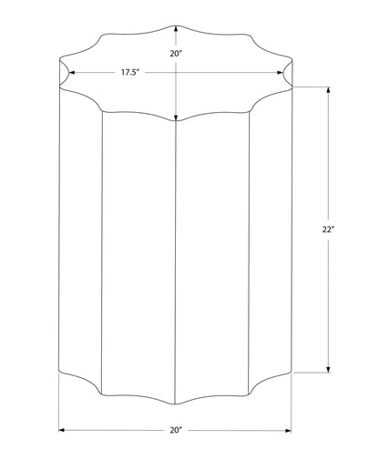 Drum Accent Side Table, Stylish Scalloped Design