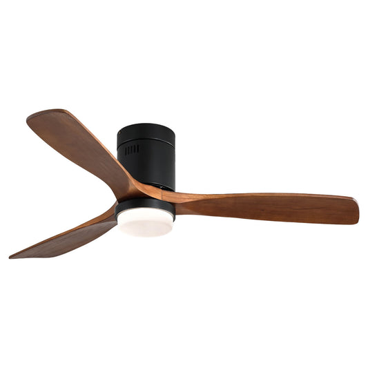 Indoor Ceiling Fan With Lights, Reversible DC Motor, Remote Control - Black