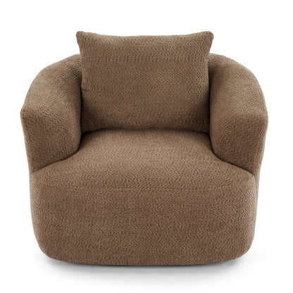 360° Swivel Barrel Sofa Chair With Throw Pillow, Chenille Upholstered Accent Chair