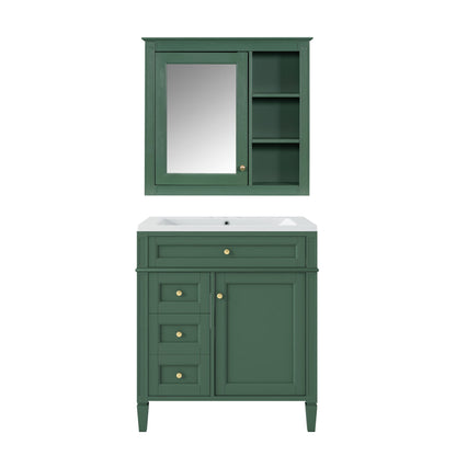 Bathroom Vanity With Medicine Cabinet, Royal Blue Mirror Cabinet, Modern Bathroom Storage Cabinet With 2 Soft Closing Doors And 4 Drawers