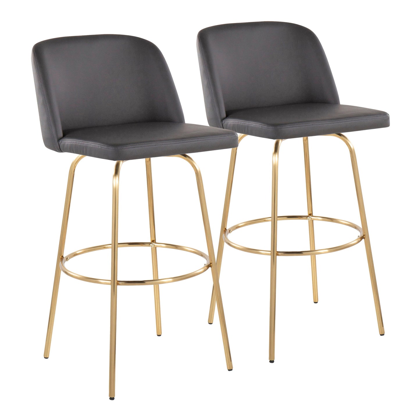 Toriano - Contemporary Fixed Height Barstool With Swivel And Round Footrest (Set of 2)