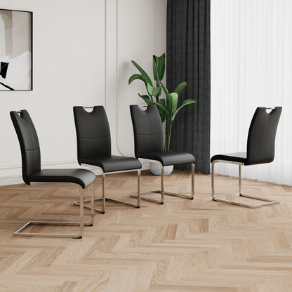 Modern Dining Chairs With Padded Seat And Metal Legs