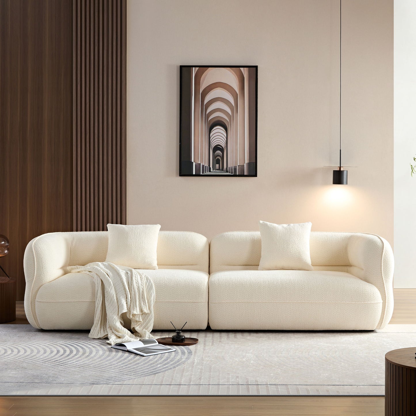 Sectional Sofa With Durable Fabric, Solid Wood Frame, And High Density Sponge Fill