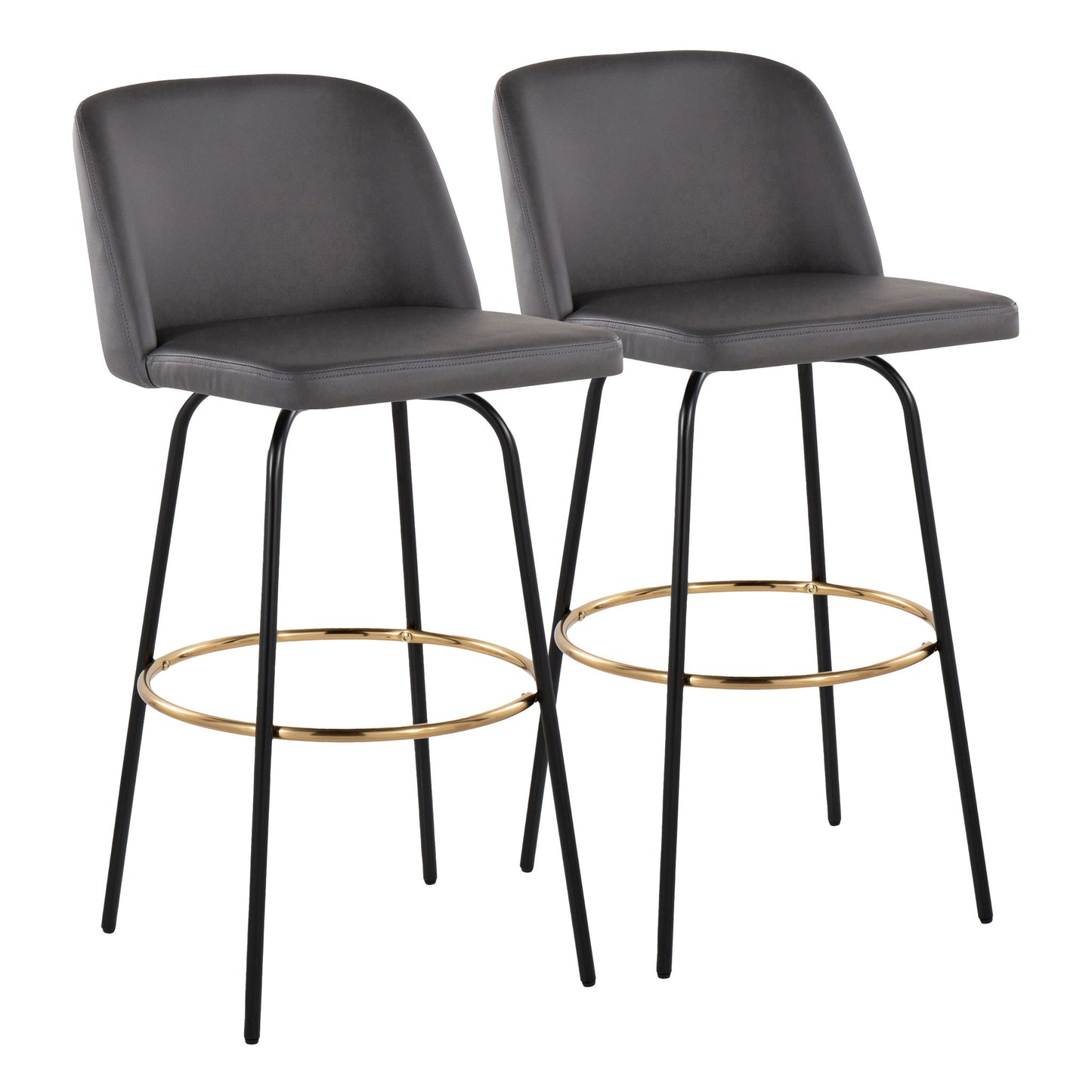 Toriano - Contemporary Fixed Height, Barstool With Swivel & Round Footrest (Set of 2)