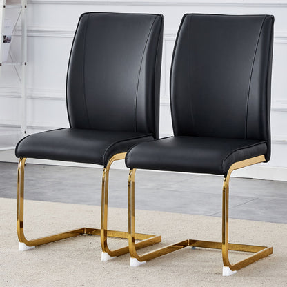 Luxurious And Minimalist Chair Covers, 2 High Elasticity Dining Chairs Arched Legs - Black / Gold