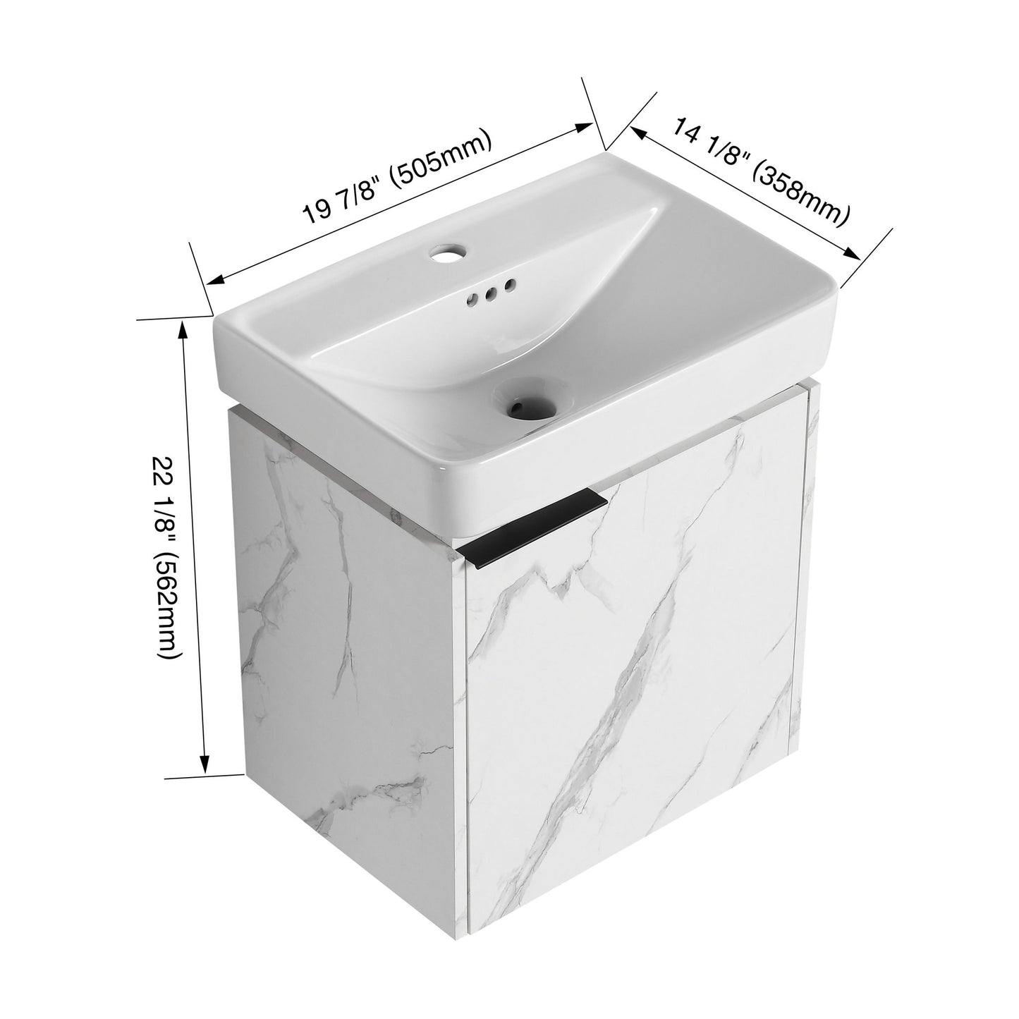 Wall Mounted Bathroom Vanity With Ceramic Sink And Storage Cabinet