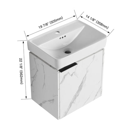Wall Mounted Bathroom Vanity With Ceramic Sink And Storage Cabinet