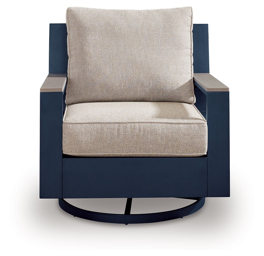 East Beach - Swivel Glider Chair With Cushion - Blue