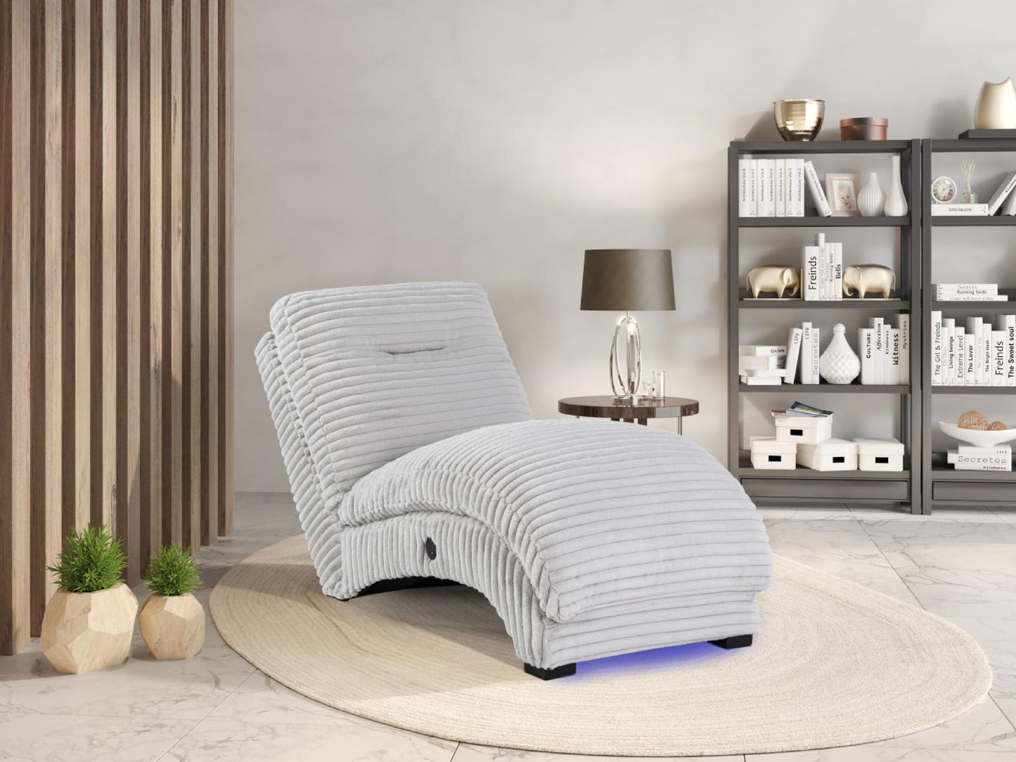 Global Dominic - Chaise With LED/USB - Gray