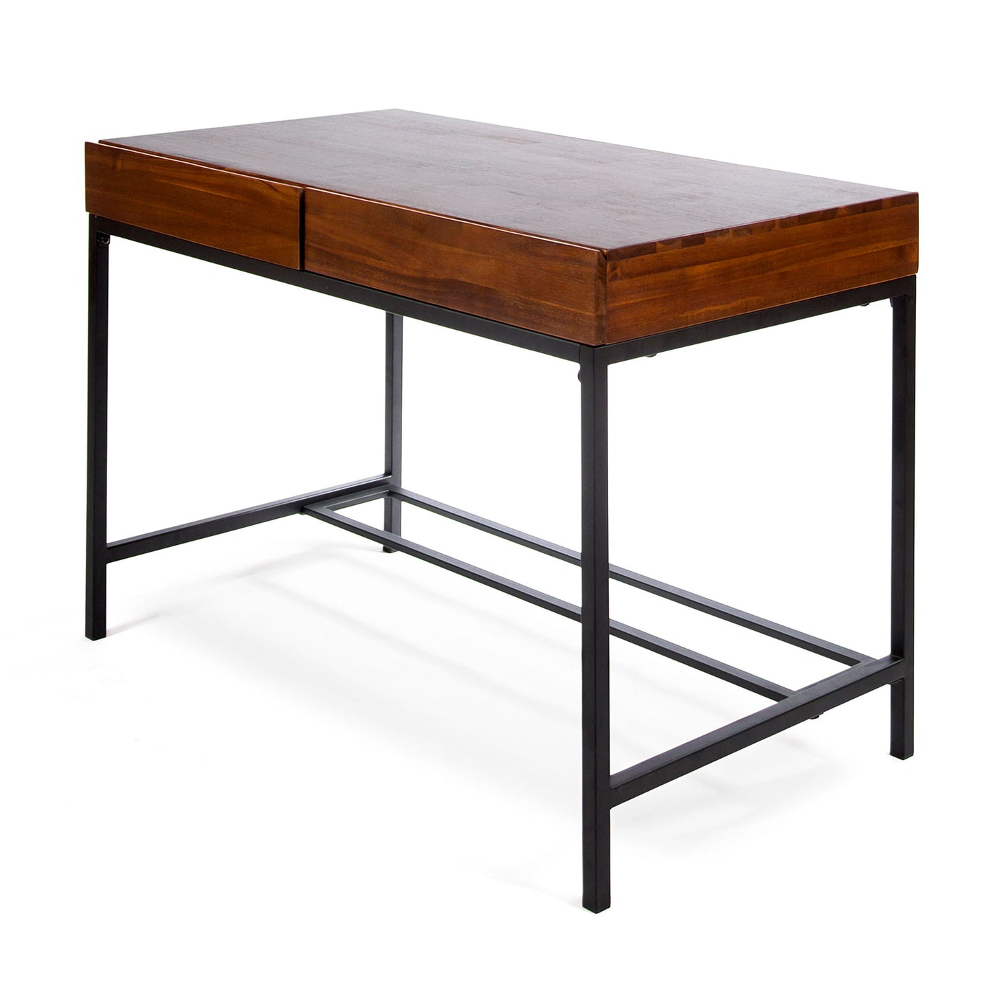 Industrial Style Storage Desk With Acacia Wood Top And Metal Legs - Oak