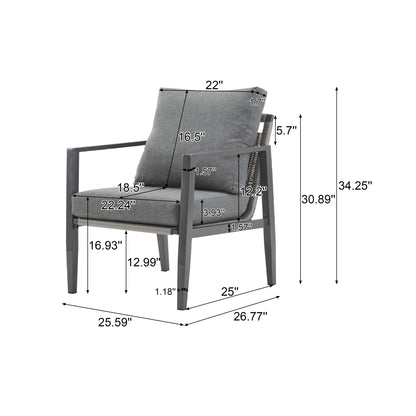 Modern Lounge Chair With Rope Accents And Cushions