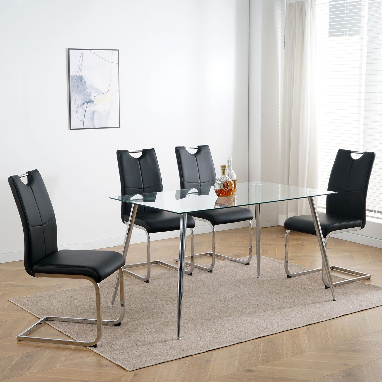 Modern Dining Chairs With Padded Seat And Metal Legs