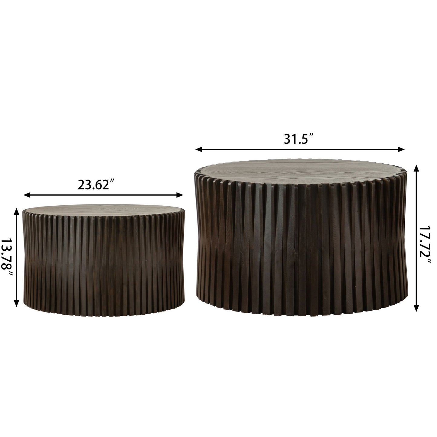 Cylindrical Coffee Table With Vertical Texture Relief