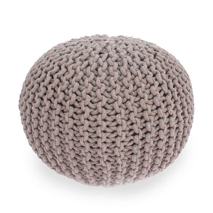 Moro - Knitted Cotton Round Pouf With Pumpkin Shape