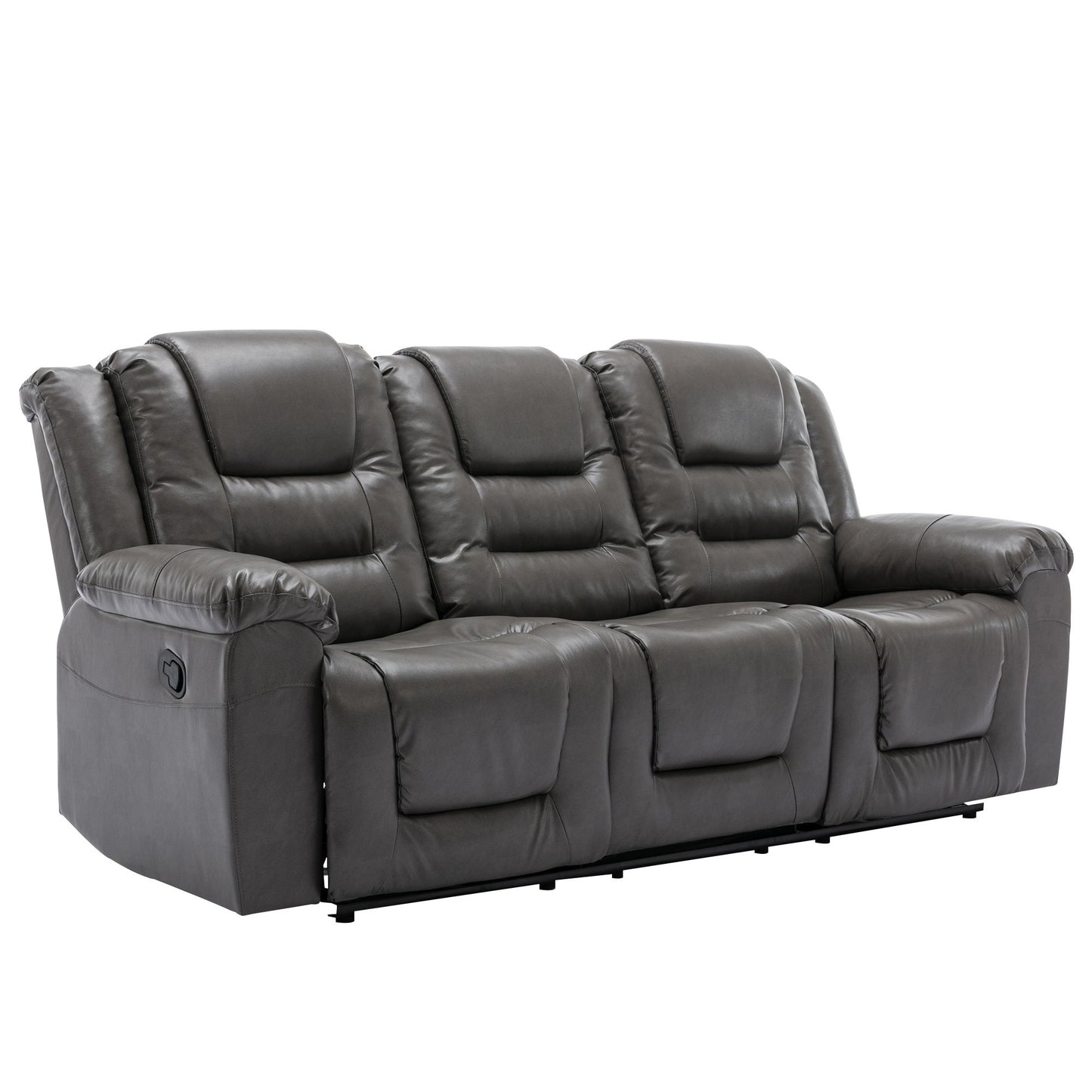 3 Seater Home Theater Recliner Manual Recliner Chair With Two Built-In Cup Holders For Living Room