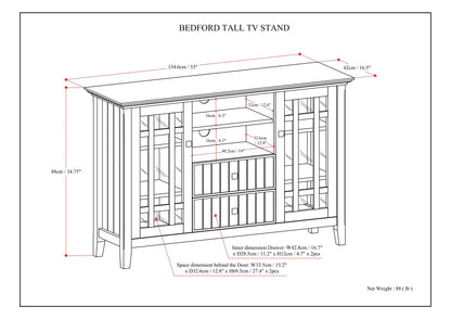 Bedford - Handcrafted Tall TV Media Stand