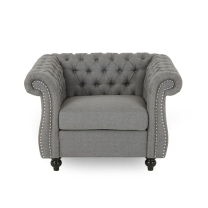 Nexuson - Upholstered Chesterfield Chair With Deep Tufted And Nailhead Trim