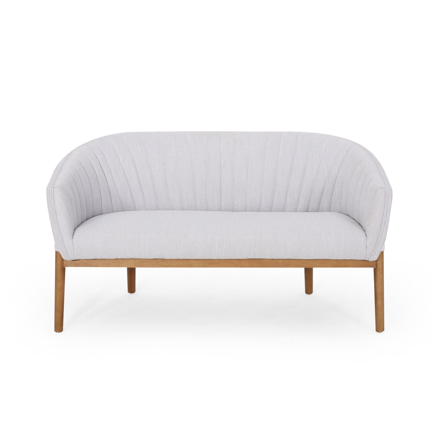 Mid Century Modern Loveseat With Channel Stitched Backrest