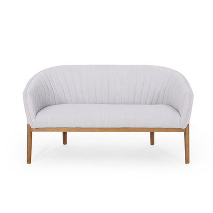 Mid Century Modern Loveseat With Channel Stitched Backrest