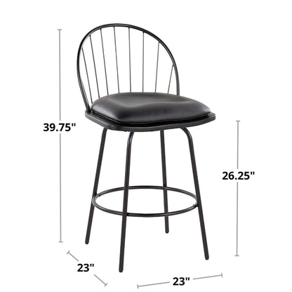 Riley - Claire Farmhouse Fixed Height Counter Stool With Swivel With Round Footrest (Set of 2)