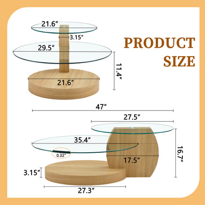 Contemporary Artistic Double Layer Coffee Table