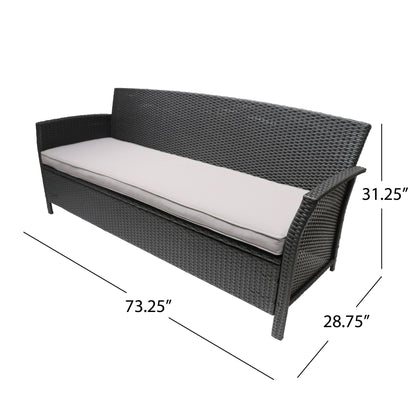 Thalassa - Outdoor 3 Seater Sofa With Water Resistant Cushion - Gray / Black