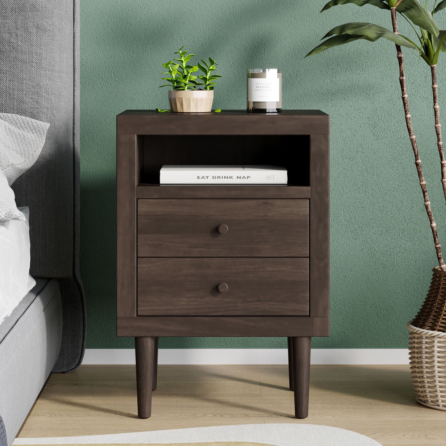 Nystrom - Mid Century Modern 2 Drawer Nightstand