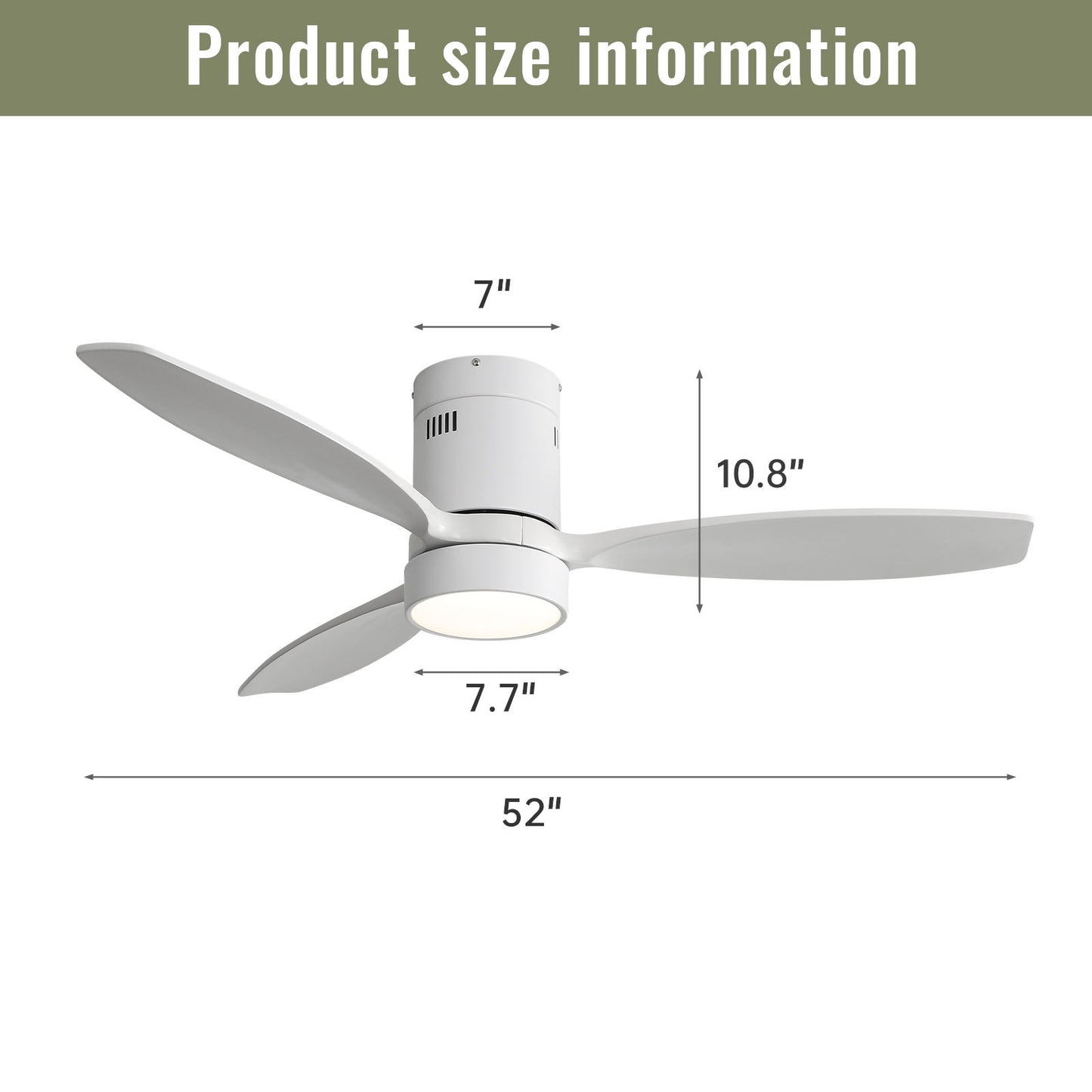 Indoor / Outdoor Ceiling Fan With Blades, Reversible DC Motor, Remote Controlled LED Light - White