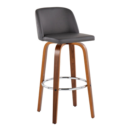 Toriano - Mid Century Modern Fixed Height, Barstool With Swivel With Round Footrest (Set of 2)