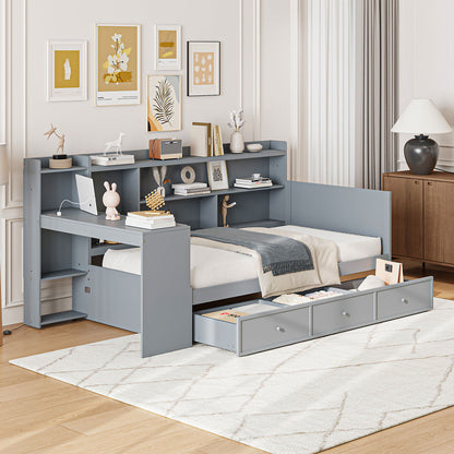 Daybed With 3 Drawers USB Ports And Desk
