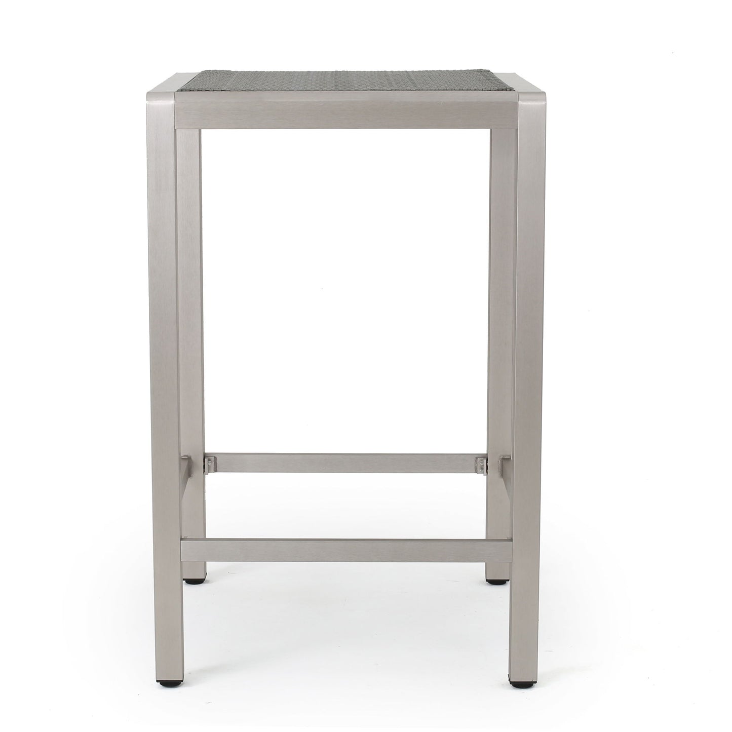 Outdoor 43" Aluminum Bar Table With Rattan Table Top - Gray / Silver