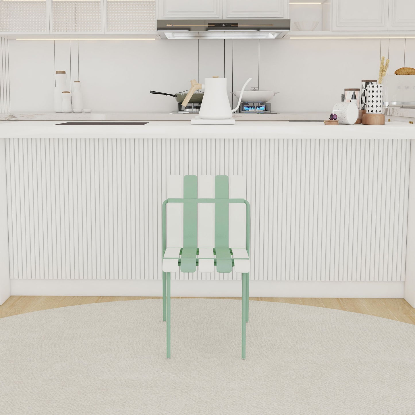 4 Piece Set Of Modern Color Block Designed Single Chairs