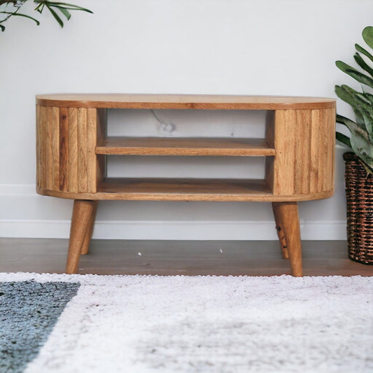 Stripe Media Unit - Oak