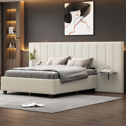 Upholstered Platform Bed With Big Headboard