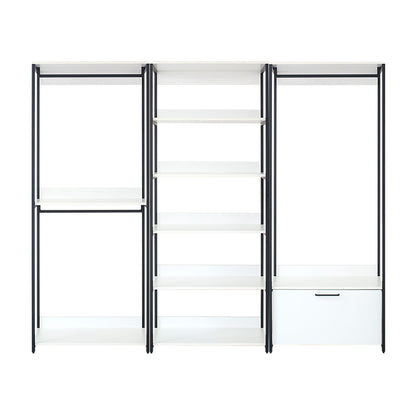 Fiona - Freestanding Walk In Wood Closet System & Metal Frame Melamine - White