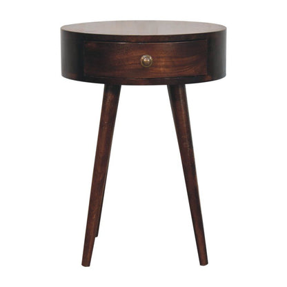 Nordic Circular Shaped Bedside Table - Walnut