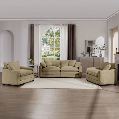 Elegant Corduroy Oversized Sectional Sofa Set With Deep Seats And Flexible Layout