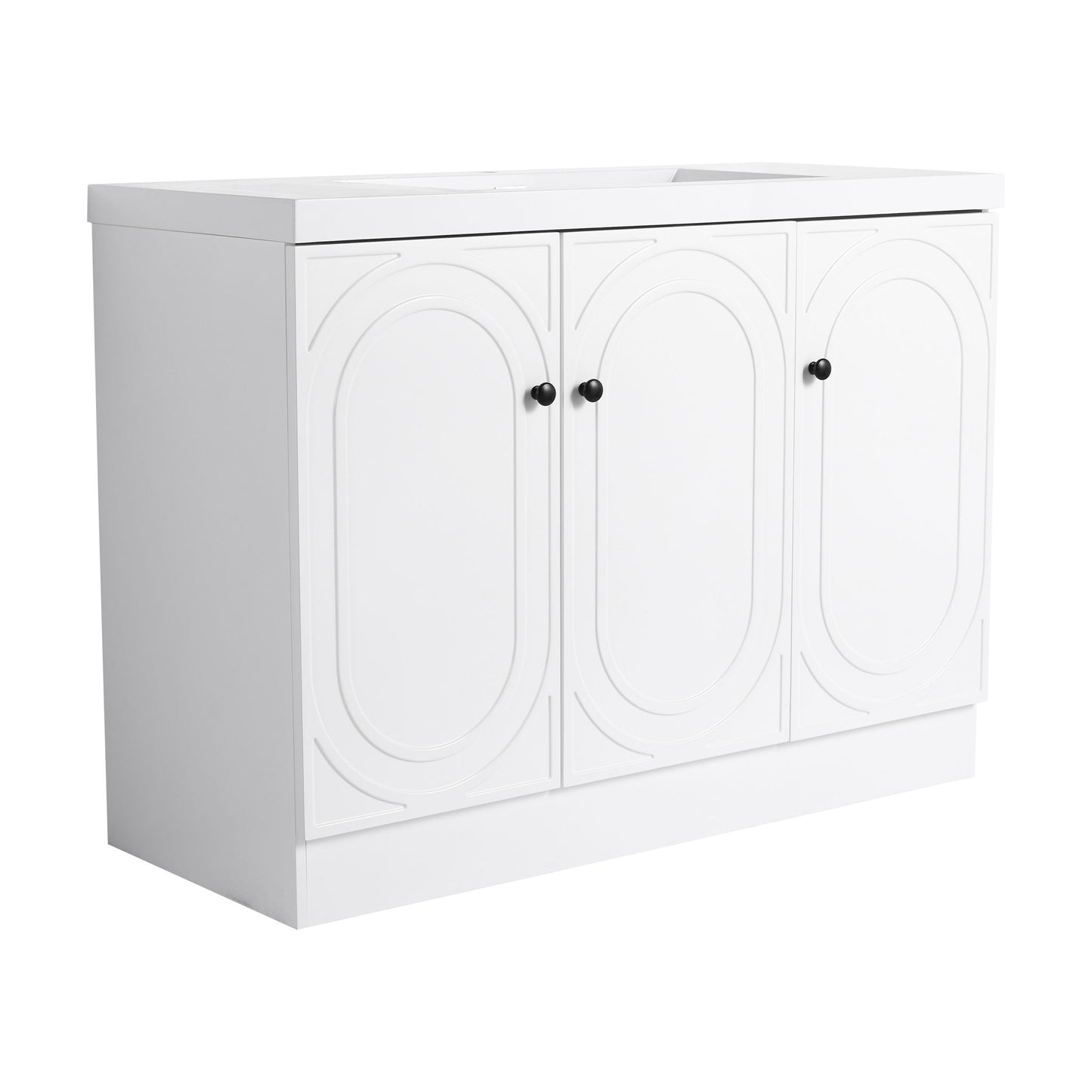 Contemporary Freestanding Bathroom Vanity With Resin Sink & Soft-Close Cabinet Doors