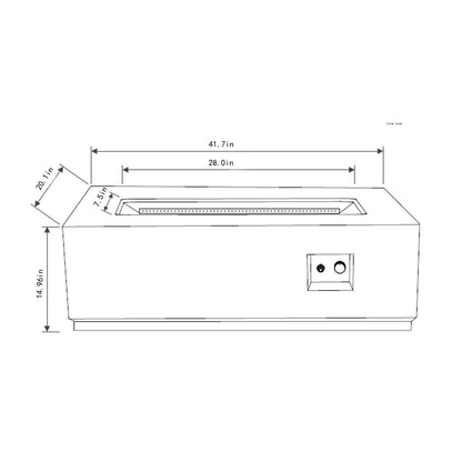 42" Propane Gas Fire Pit Table, 50000 Btu Rectangular Steel Fire Pit With Glass Wind Guard For Outside Patio Deck Garden Courtyard - Gray