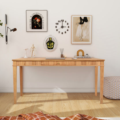 Dumont - Modern Farmhouse 1 Drawer Fluted Home Office Writing Desk - Natural Blonde