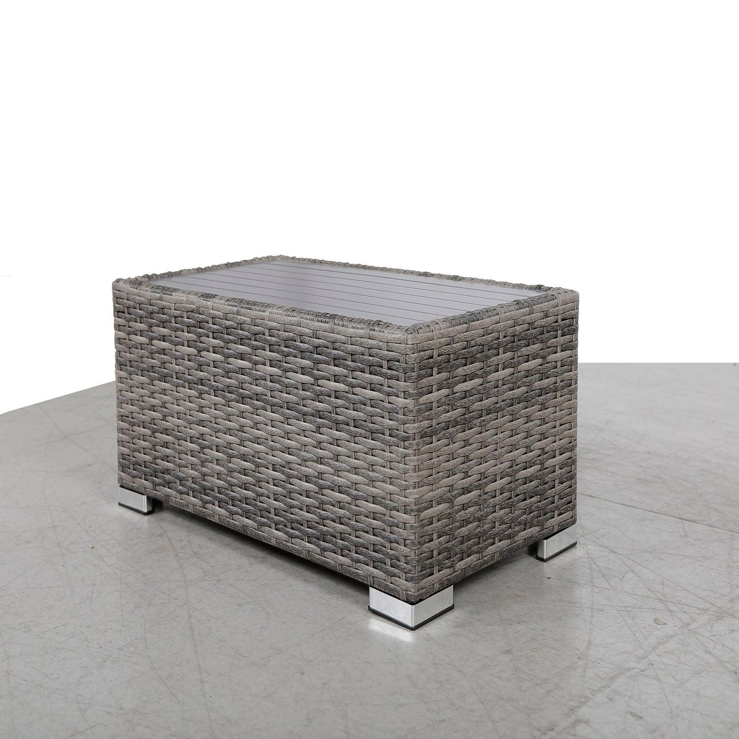 Chesterville - Slatted Side Table With Aluminum Top - Gray