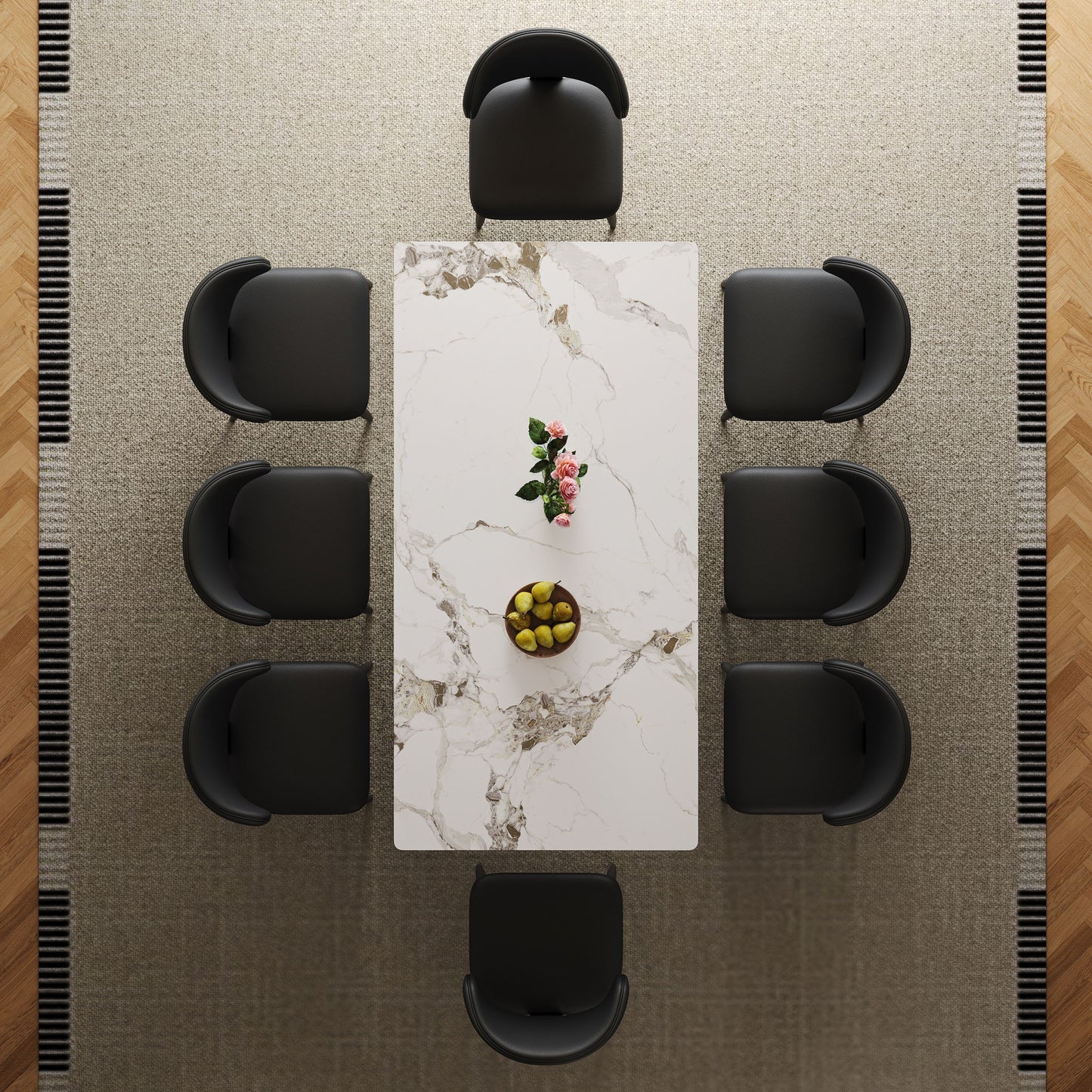 Modern Rectangular Dining Table For 6 With Chairs