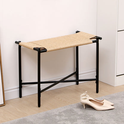 Handwoven Paper Rope Foot Rest Shoes Stools Ottomans For Entryway