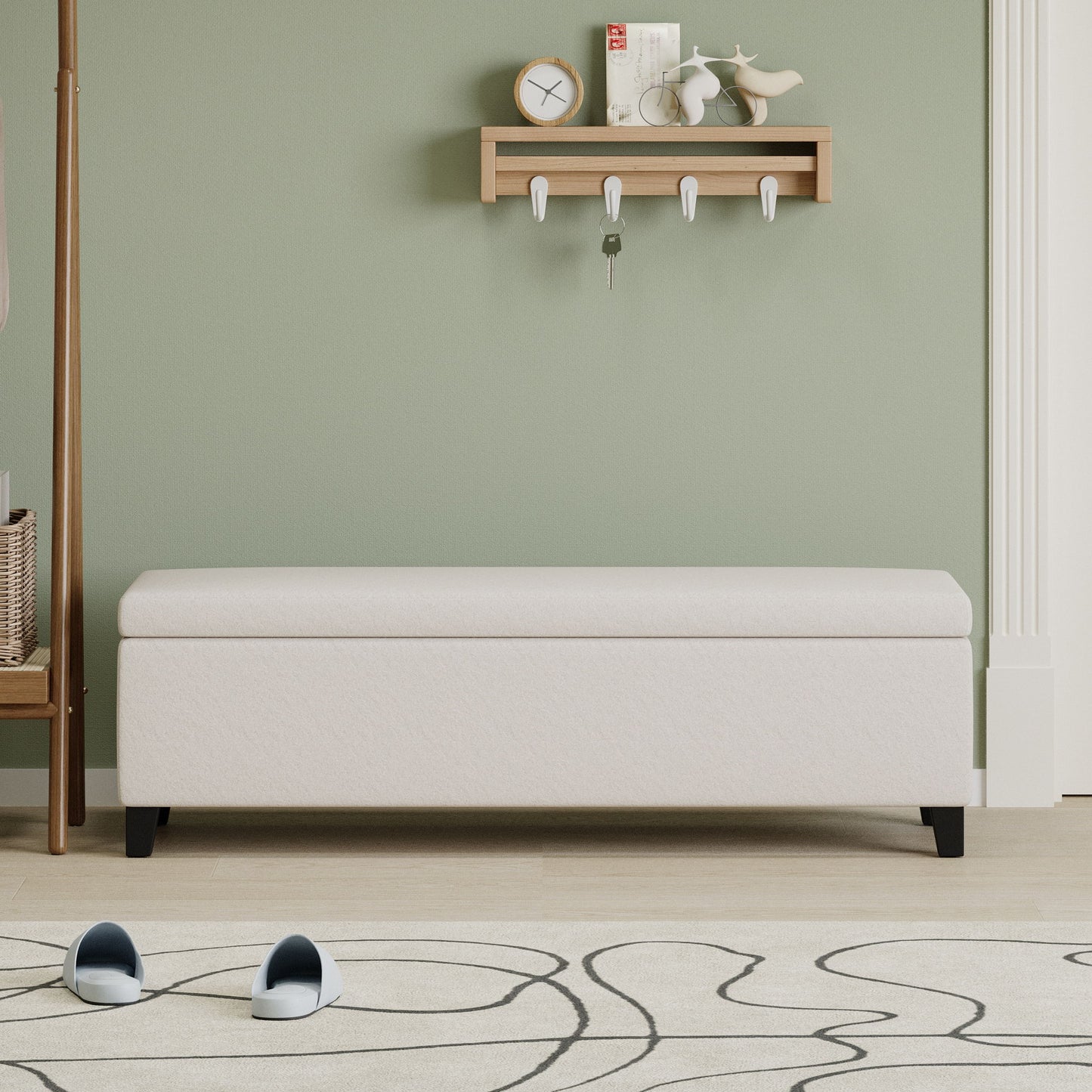 Storage Ottoman For Living Room, Bedroom - White