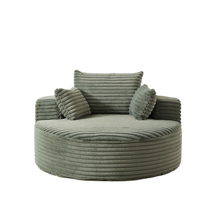 Single Swivel Chair, Fluffy Modern Sleeper, 360 Degree Swivel Chair For Living Room - Green