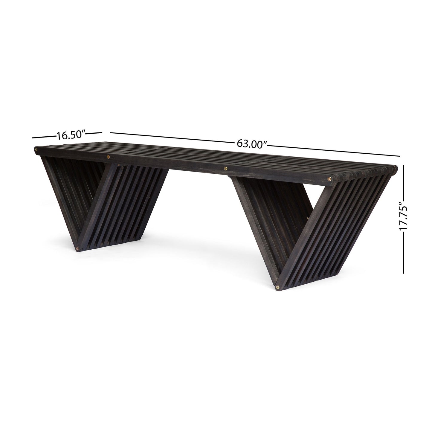 Gloaming - Outdoor Bench With Slat Design And Triangular Base