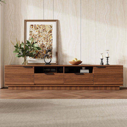 TV Stand, Entertainment Center With Deep Drawers, Cable Management & Soft Closing Hinges