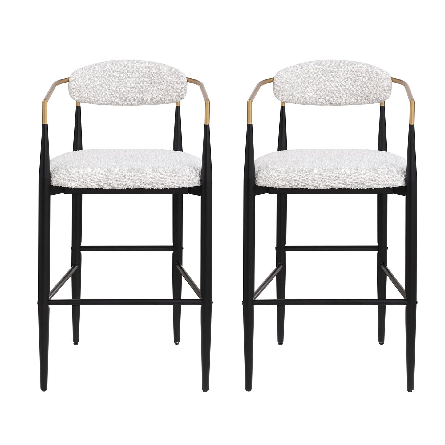 Upholstered Bar Stools With Backs For Kitchen Island (Set of 2) - Beige