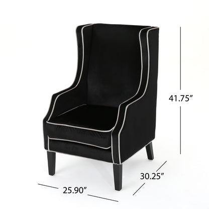 Elegant Velvet Club Chair With Tonal Piping