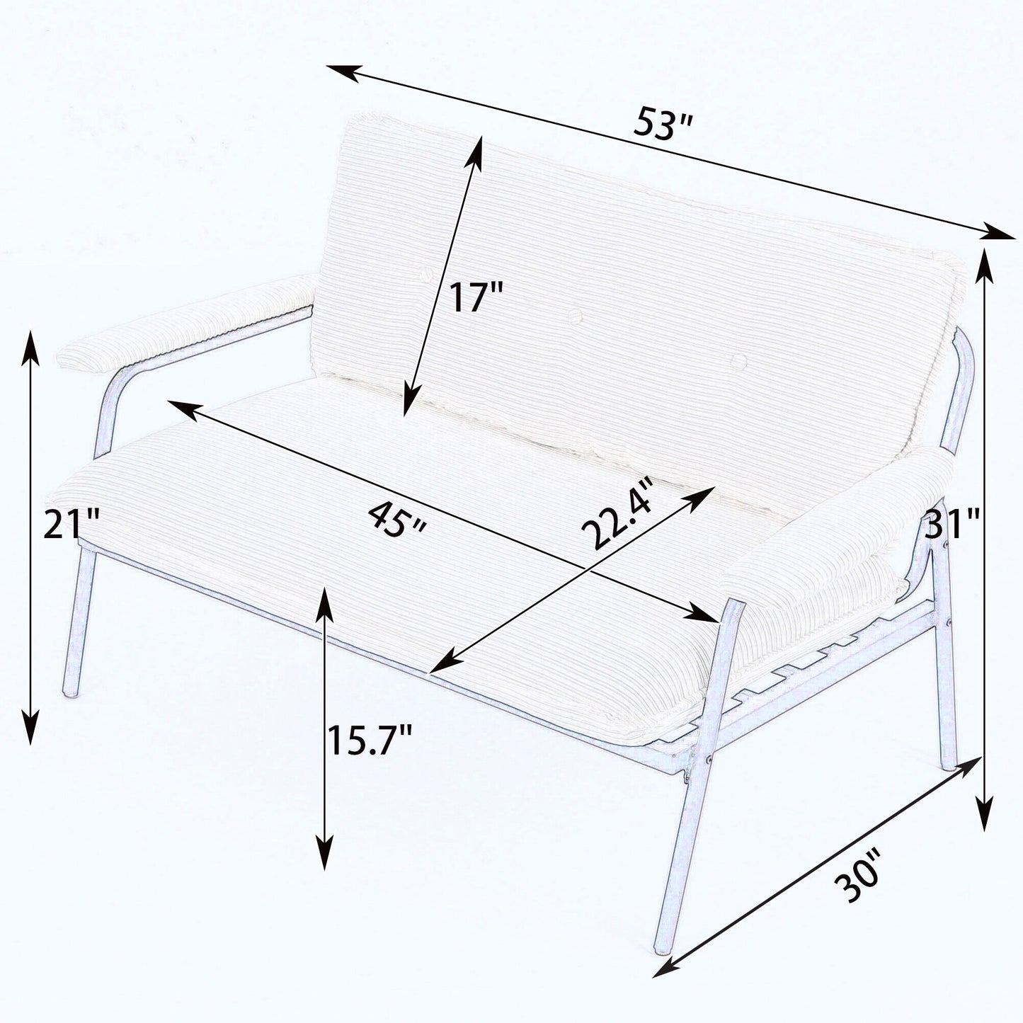 Modern Metal Frame Sofa With Sponge Filling For Compact Spaces And Versatile Use
